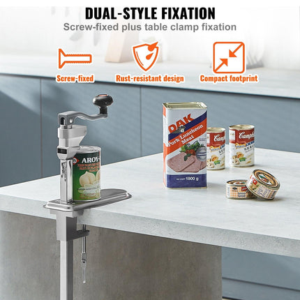 Manual Can Opener, Commercial Table Clamp Opener for Large Cans, Heavy Duty Can Opener with Base, Adjustable Height Industrial Jar Opener For Cans Up to 40cm Tall, for Restaurant Hotel Home Bar.