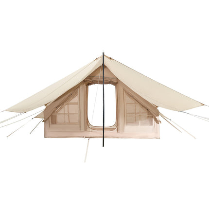 Inflatable Tents for Camping, 3-5 Person Easy Setup Blow up Tent with Hand Pump, 300D Oxford 4 Season Glamping Tent with Canopy, Stove Jack, 2 Doors & 2 Mesh Windows (Storage Bag Included).
