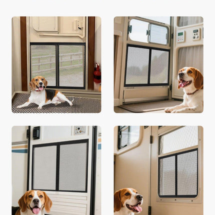 RV Screen Door Protector, 622.3 x 508 mm Door Grille, Easy to Install and Disassemble, Reinforced Breathable Protective Mesh, Aluminum Alloy Camper RV Entry Protector for Pet Protection, Black.