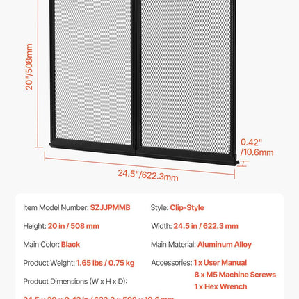 RV Screen Door Protector, 622.3 x 508 mm Door Grille, Easy to Install and Disassemble, Reinforced Breathable Protective Mesh, Aluminum Alloy Camper RV Entry Protector for Pet Protection, Black.
