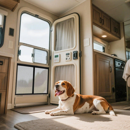 RV Screen Door Protector, 673.1 x 508 mm Door Grille, Easy to Install and Disassemble, Reinforced Breathable Protective Mesh, Aluminum Alloy Camper RV Entry Protector for Pet Protection, Black.