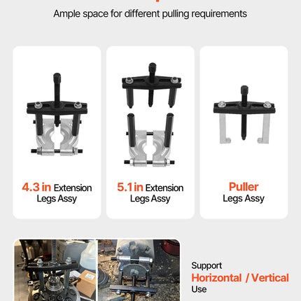Bearing Puller Kit, 14-Piece 5 Ton Capacity Bearing Separator, Pinion Wheel Bearing Removal Kit with 50 mm and 70 mm Jaws, Bearing Puller Set, Heavy Duty Bearing Splitter Tool Kit with Case.
