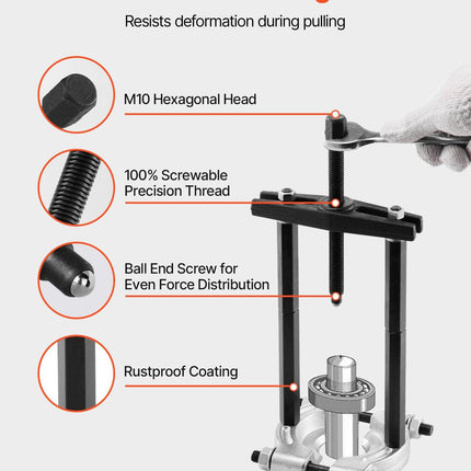 Bearing Puller Kit, 14-Piece 5 Ton Capacity Bearing Separator, Pinion Wheel Bearing Removal Kit with 50 mm and 70 mm Jaws, Bearing Puller Set, Heavy Duty Bearing Splitter Tool Kit with Case.