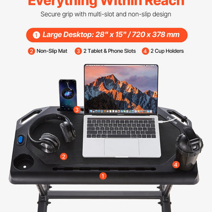 Mobile Cycling Desk Foldable Bike Trainer Fitness Desk with Lockable Wheel.