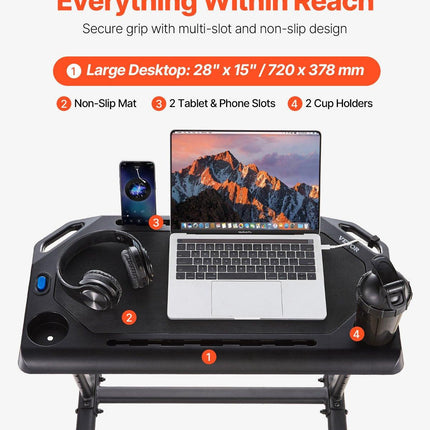Mobile Cycling Desk Foldable Bike Trainer Fitness Desk with Lockable Wheel.