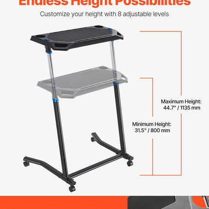 Mobile Cycling Desk Foldable Bike Trainer Fitness Desk with Lockable Wheel.