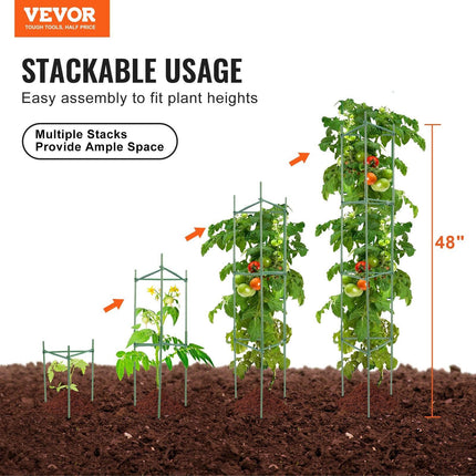 6 Packs Tomato Cages for Garden, 1230 mm Tomato Trellis Plant Stakes Support, Stackable Tall Plant Support Cage, for Raised Garden Bed, Vegetables Flowers and Climbing Plants.