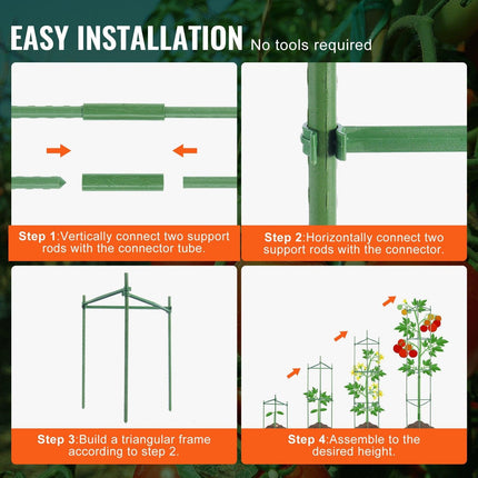 6 Packs Tomato Cages for Garden, 1230 mm Tomato Trellis Plant Stakes Support, Stackable Tall Plant Support Cage, for Raised Garden Bed, Vegetables Flowers and Climbing Plants.