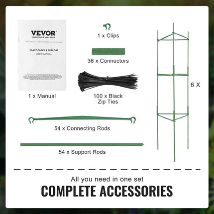 6 Packs Tomato Cages for Garden, 1230 mm Tomato Trellis Plant Stakes Support, Stackable Tall Plant Support Cage, for Raised Garden Bed, Vegetables Flowers and Climbing Plants.