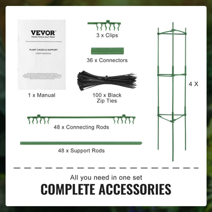 4 Packs Tomato Cages for Garden 1620 mm Tomato Plant Stakes Support Cage.