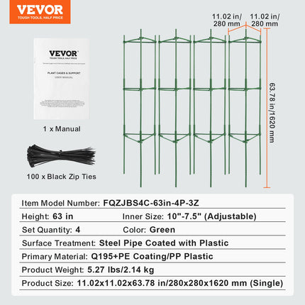 4 Packs Tomato Cages for Garden 1620 mm Tomato Plant Stakes Support Cage.