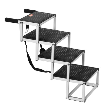 Dog Stair for Cars 4-step Folding Dog Steps Aluminum Loads up to 150 lbs, Foldable 24-25.4 in Adjustable Height.