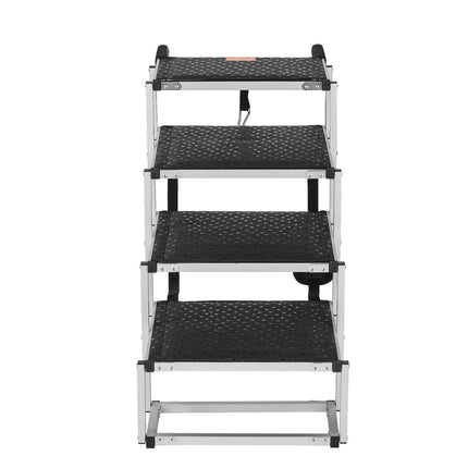 Dog Stair for Cars 4-step Folding Dog Steps Aluminum Loads up to 150 lbs, Foldable 24-25.4 in Adjustable Height.
