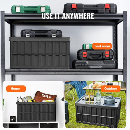Collapsible Storage Bins with Lids, 65L 3 Packs, Folding Plastic Stackable Utility Crates with Handles, Large Heavy Duty Containers for Clothes, Toys, Books, Snack, Shoes, and Grocery Organizing.