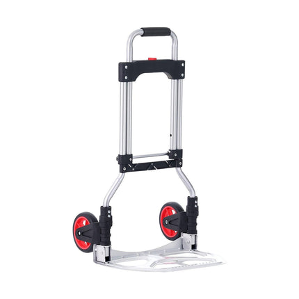 Folding Hand Truck, 80 kg Load Capacity, Aluminum Portable Cart, Convertible Hand Truck and Dolly with Telescoping Handle and Rubber Wheels, Ultra Lightweight Super Strong for Moving Warehouse.
