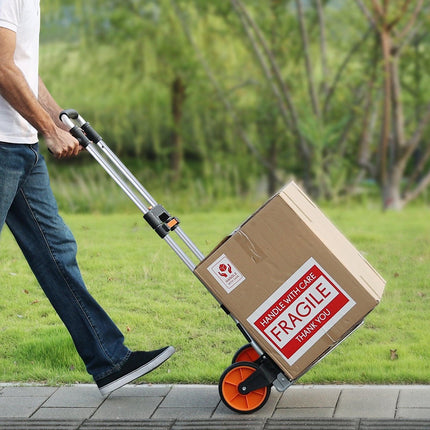 Folding Hand Truck, 140 kg Load Capacity, Aluminum Portable Cart, Convertible Hand Truck and Dolly with Telescoping Handle and PP+TPR Wheels, Ultra Lightweight Super Strong for Moving Warehouse.