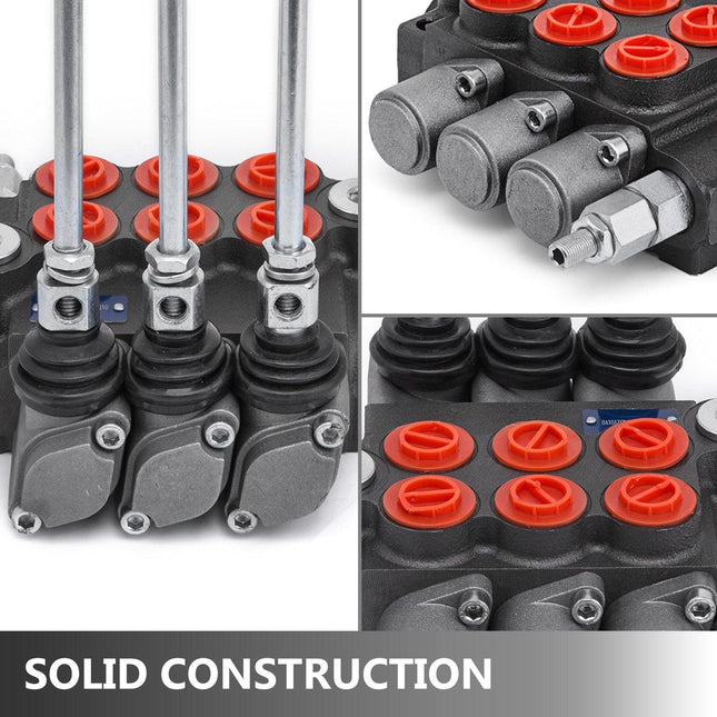 VEVOR 3-Spool Hydraulic Control Valve — 11GPM, Double Acting.