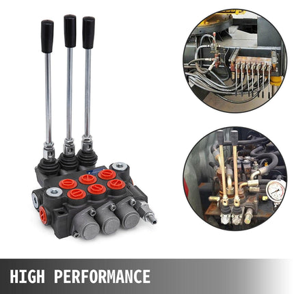 VEVOR 3-Spool Hydraulic Control Valve — 11GPM, Double Acting.