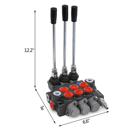VEVOR 3-Spool Hydraulic Control Valve — 11GPM, Double Acting.