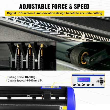 720mm Vinyl Cutter/Plotter Sign Cut Machine Software 20 Blades LCD Black.