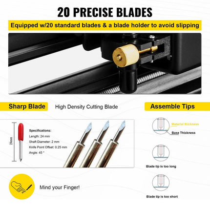 720mm Vinyl Cutter/Plotter Sign Cut Machine Software 20 Blades LCD Black.