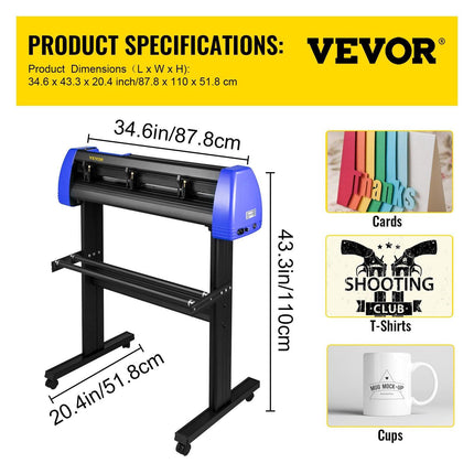 720mm Vinyl Cutter/Plotter Sign Cut Machine Software 20 Blades LCD Black.