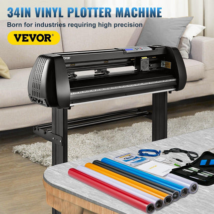 Vinyl Cutter Machine, 34inch Cutting Plotter, Offline Cutting Machine Kit Mobile Bluetooth, Precise Roller Shaft High Accuracy Adjustable Speed & Force, DIY SignMaster Software Blade for Windows.