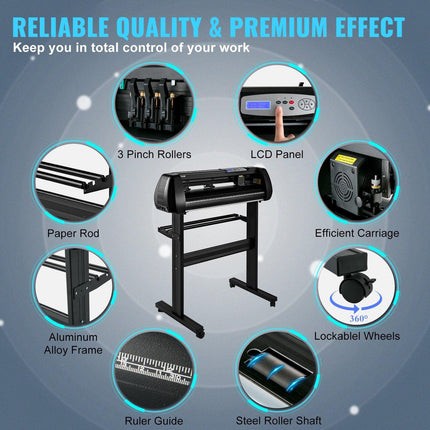 Vinyl Cutter Machine, 34inch Cutting Plotter, Offline Cutting Machine Kit Mobile Bluetooth, Precise Roller Shaft High Accuracy Adjustable Speed & Force, DIY SignMaster Software Blade for Windows.