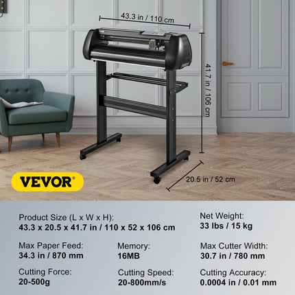 Vinyl Cutter Machine, 34inch Cutting Plotter, Offline Cutting Machine Kit Mobile Bluetooth, Precise Roller Shaft High Accuracy Adjustable Speed & Force, DIY SignMaster Software Blade for Windows.