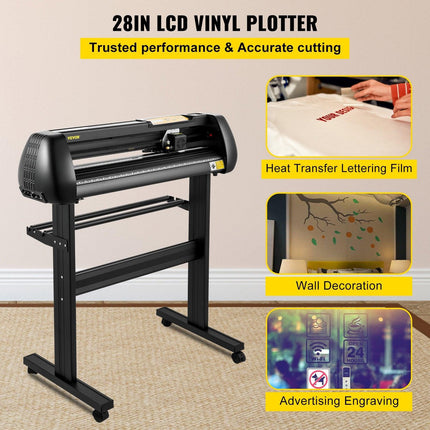 Vinyl Cutter, 28inch Paper Feed Cutting Plotter Bundle, Adjustable Force & Speed Vinyl Printer with Powerful Stepper Motors, Signmaster Software Bundle Kit Compatible with Windows System.