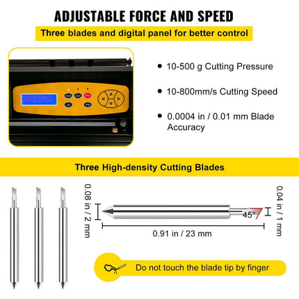 Vinyl Cutter, 28inch Paper Feed Cutting Plotter Bundle, Adjustable Force & Speed Vinyl Printer with Powerful Stepper Motors, Signmaster Software Bundle Kit Compatible with Windows System.