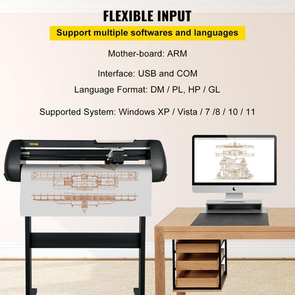 Vinyl Cutter, 28inch Paper Feed Cutting Plotter Bundle, Adjustable Force & Speed Vinyl Printer with Powerful Stepper Motors, Signmaster Software Bundle Kit Compatible with Windows System.