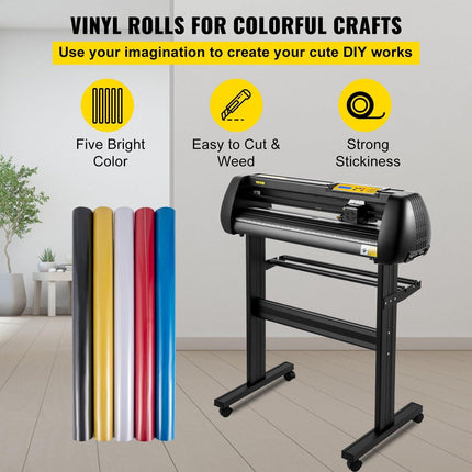 Vinyl Cutter, 28inch Paper Feed Cutting Plotter Bundle, Adjustable Force & Speed Vinyl Printer with Powerful Stepper Motors, Signmaster Software Bundle Kit Compatible with Windows System.
