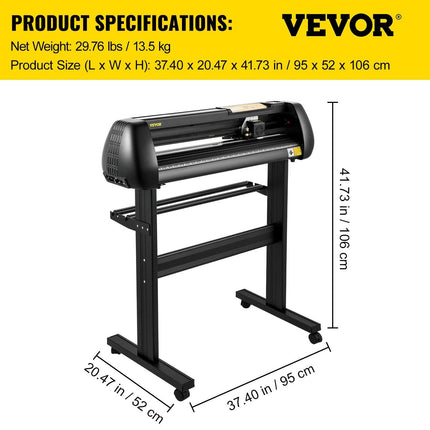 Vinyl Cutter, 28inch Paper Feed Cutting Plotter Bundle, Adjustable Force & Speed Vinyl Printer with Powerful Stepper Motors, Signmaster Software Bundle Kit Compatible with Windows System.