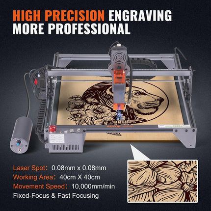 Laser Engraver, 10W Output Laser Engraving Machine, 15.7" x 15.7" Large Working Area, 10000mm/min Movement Speed, Compressed Spot with Eye Protection, Laser Cutter for Wood, Metal, Acrylic.