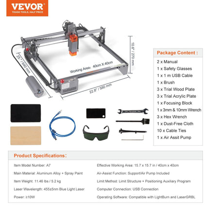 Laser Engraver, 10W Output Laser Engraving Machine, 15.7" x 15.7" Large Working Area, 10000mm/min Movement Speed, Compressed Spot with Eye Protection, Laser Cutter for Wood, Metal, Acrylic.