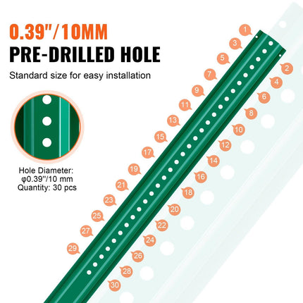 6FT U-Channel Sign Post, 4Pack Green Heavy Duty Steel Fixed Fence Post, Steel Fence U-Channel Sign for Garden, Courtyard, Farm or Traffic Intersection.