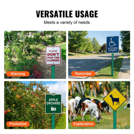 6FT U-Channel Sign Post, 4Pack Green Heavy Duty Steel Fixed Fence Post, Steel Fence U-Channel Sign for Garden, Courtyard, Farm or Traffic Intersection.