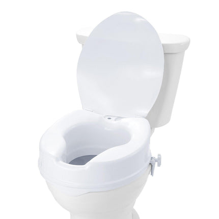 Raised Toilet Seat, 100 mm Height Raised, 136 kg Weight Capacity, Universal Toilet Seat Riser, Screw Rod Locking, with Toilet Seat, for Elderly, Handicap, Patient, Pregnant, Medical.
