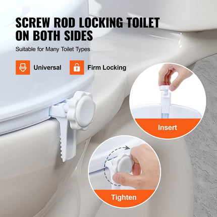 Raised Toilet Seat, 100 mm Height Raised, 136 kg Weight Capacity, Universal Toilet Seat Riser, Screw Rod Locking, with Toilet Seat, for Elderly, Handicap, Patient, Pregnant, Medical.