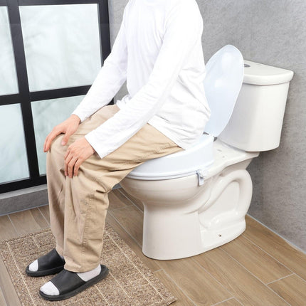 Raised Toilet Seat, 100 mm Height Raised, 136 kg Weight Capacity, Universal Toilet Seat Riser, Screw Rod Locking, with Toilet Seat, for Elderly, Handicap, Patient, Pregnant, Medical.