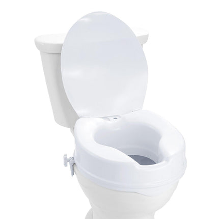 Raised Toilet Seat, 100 mm Height Raised, 136 kg Weight Capacity, Universal Toilet Seat Riser, Screw Rod Locking, with Toilet Seat, for Elderly, Handicap, Patient, Pregnant, Medical.
