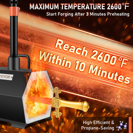 Propane Forge Portable, Single Burner Tool and Knife Making, Large Capacity Blacksmith Farrier Forges, Mini Furnace Blacksmithing, Gas Forging Tools and Equipment, Complete Kit.