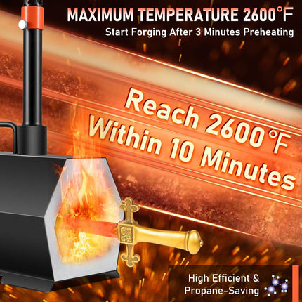 Propane Forge Portable, Double Burner Tool and Knife Making, Large Capacity Blacksmith Farrier Forges, Mini Furnace Blacksmithing, Gas Forging Tools and Equipment, Complete Kit.