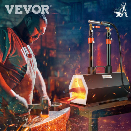 Propane Forge Portable, Double Burner Tool and Knife Making, Large Capacity Blacksmith Farrier Forges, Mini Furnace Blacksmithing, Gas Forging Tools and Equipment, Complete Kit.