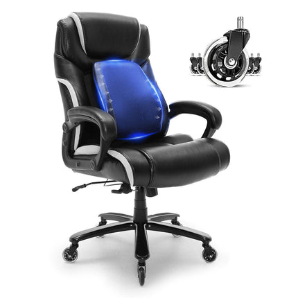 Heavy Duty Executive Office Chair with Cutting-edge Adjustable Lumbar Support for Long Hours, Big and Tall 400lbs Office Chair, Wide Thick Padded Strong Metal Base Quiet Wheels.