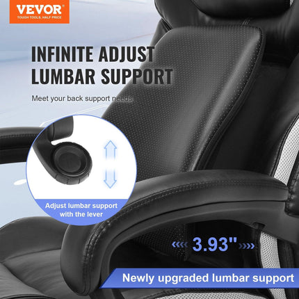 Heavy Duty Executive Office Chair with Cutting-edge Adjustable Lumbar Support for Long Hours, Big and Tall 400lbs Office Chair, Wide Thick Padded Strong Metal Base Quiet Wheels.