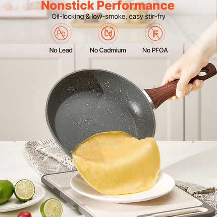 Frying Pan Skillet, Aluminum Egg Fry Pans, 3 Piece Set (250, 280, 325 mm), Nonsitck Heavy-Duty Skillets with Heat-Resistant Handle, Chef's Kitchen Cookware, for Gas, Electric, Induction, Grey.