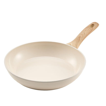 Frying Pan Skillet, Aluminum Egg Fry Pans, 3 Pcs (200, 240, 280 mm), Nonsitck Ceramic Heavy-Duty Skillets with Heat-Resistant Handle, Chef's Kitchen Cookware for Gas, Electric, Induction, Beige.