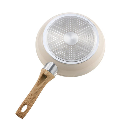Frying Pan Skillet, Aluminum Egg Fry Pans, 3 Pcs (200, 240, 280 mm), Nonsitck Ceramic Heavy-Duty Skillets with Heat-Resistant Handle, Chef's Kitchen Cookware for Gas, Electric, Induction, Beige.